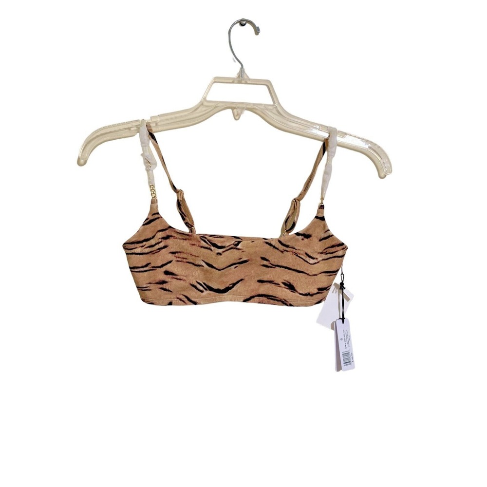 We Wore What Women's Chain Animal Print Adjustable Strap Sports Bra Size Small